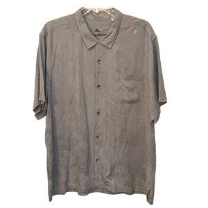 Men's Tommy Bahama Light Grey‎ 100% Silk Short Sleeve Button Down Size XXL